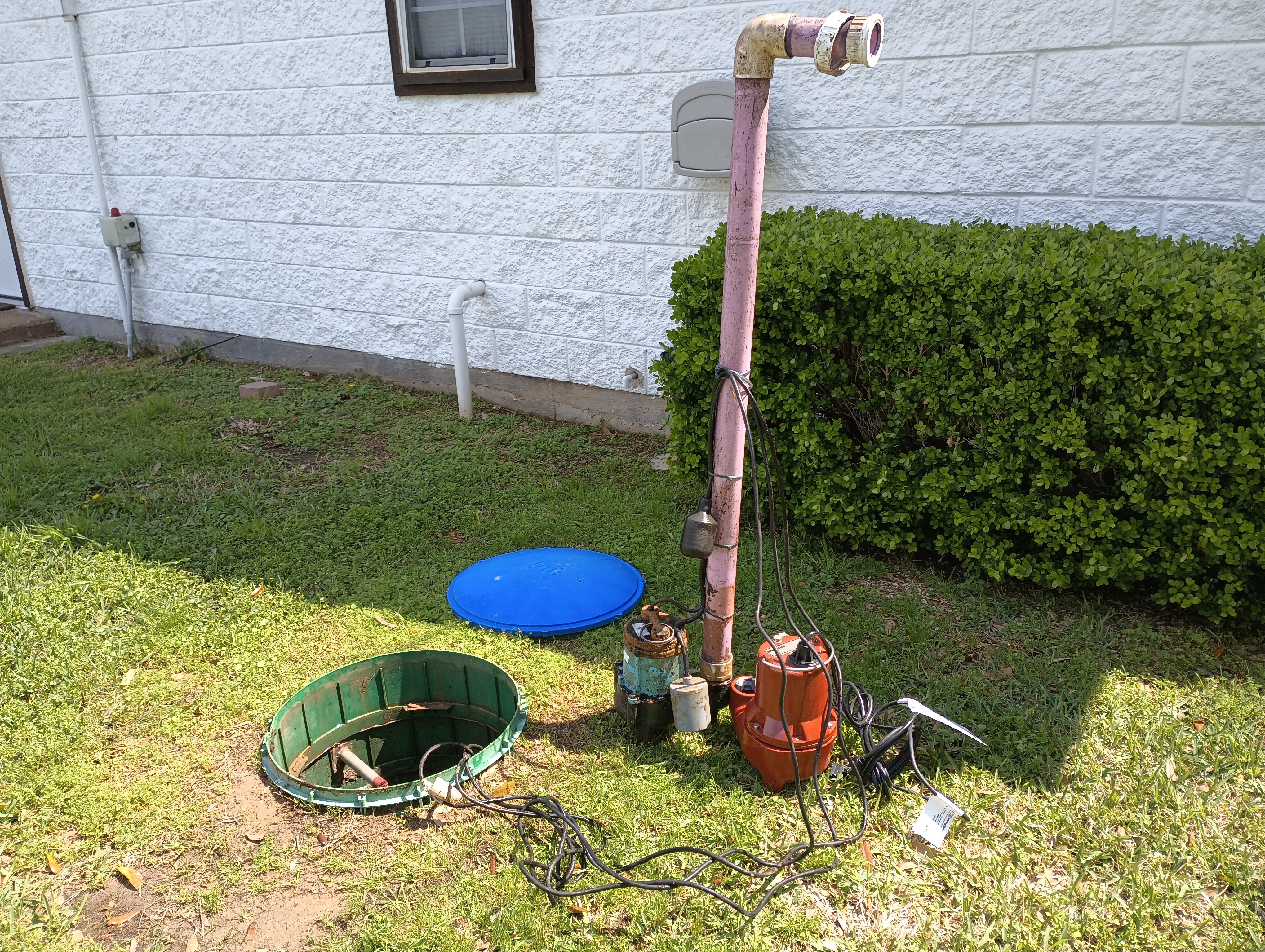 Sewage pump removed from septic tank.